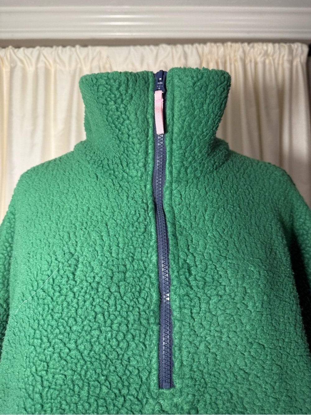 J Crew Polartec Vintage Fleece- Green Pink Accents- Half-Zip Pullover- NWT- L - Picture 10 of 12